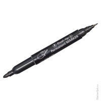 Маркер перманентный двухсторонний черный, пулевидный, 0,8-2,2 мм, 12 шт/в уп