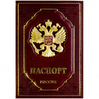 Обложка для паспорта OfficeSpace кожа тип 1.4, темно-красный, кокарда "Герб", тиснение