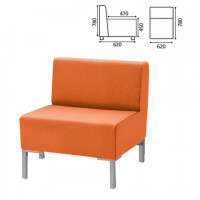 Кресло мягкое "Хост", "М-43", 620х620х780 мм, без подлокотников, экокожа, оранжевое
