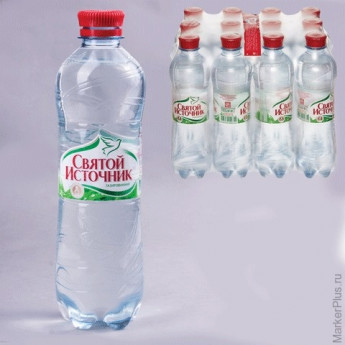 Вода газированная питьевая "Святой источник", 0,5 л, пластиковая бутылка, 12 шт/в уп