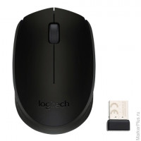 Мышь беспроводная LOGITECH B170, 2 кнопки + 1 колесо-кнопка, оптическая, черная, 910-004798