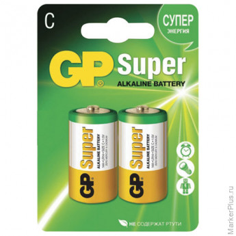 Батарейки GP Super, С (LR14, 14А), алкалиновые, КОМПЛЕКТ 2 шт., блистер, 14A-2CR2, комплект 2 шт Батарейки GP Super, С (LR14, 14А), алкалиновые, КОМПЛЕКТ 2 шт., блистер, 14A-2CR2, комплект 2 шт