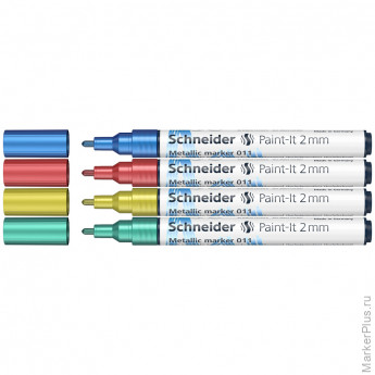 Набор маркеров для декорирования Schneider "Paint-It 011", металлик, 4цв., 2мм Набор маркеров для декорирования Schneider "Paint-It 011", металлик, 4цв., 2мм