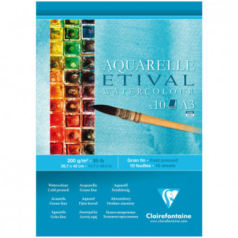 Альбом для акварели 10л., А3, на склейке Clairefontaine 'Etival', 200г/м2, холодное прессование