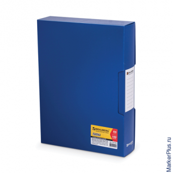 Папка 100 вкладышей BRAUBERG "Business" (БРАУБЕРГ "Бизнес"), синяя, 0,8 мм, в пластиковом коробе, 22