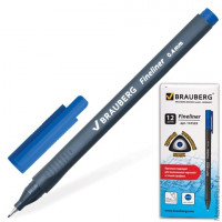 Ручка капиллярная BRAUBERG "Carbon", супертонкий металлический наконечник 0,4 мм, трехгранный корпус, синяя, 141522