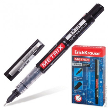 Ручка-роллер ERICH KRAUSE "Metrix ER-705", корпус черный, толщина письма 0,6 мм, черная, 35087