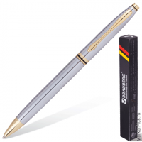 Ручка подарочная шариковая BRAUBERG 'De Luxe Silver', корпус серебристый, узел 1 мм, линия письма 0,7 мм, синяя, 141414