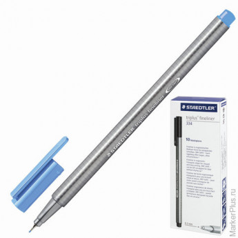 Ручка капиллярная STAEDTLER (Штедлер), трехгранная, толщина письма 0,3 мм, бледно-голубая, 334-30
