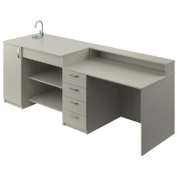 Стол демонстрационный с сантех. МЕТ для кабинета химии пластик серый