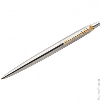 Ручка гелевая Parker 'Jotter Stainless Steel GT' черная, 0,7мм, кнопочный механизм, подар.уп.