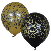 Воздушные шары, 25шт, М12/30см, Поиск "Голливуд Black&Gold"