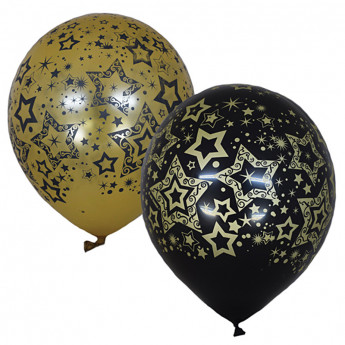 Воздушные шары, 25шт, М12/30см, Поиск "Голливуд Black&Gold", комплект 25 шт