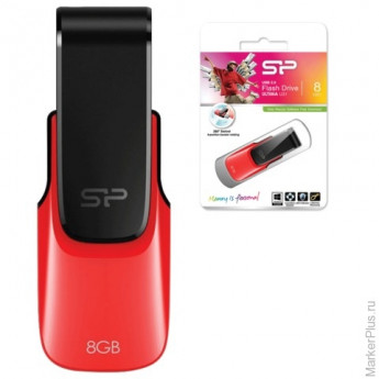 Флэш-диск 8 GB, SILICON POWER U31, USB 2.0, красный, SP08GBUF2U31V1R