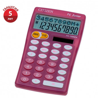 Калькулятор научный Citizen FC-100NPKCFS, 10 разр., двойное питание, 128*76*17мм, розовый