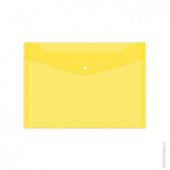 Пaпка-конверт на кнопке А4, 120мкм, желтая, 5 шт/в уп