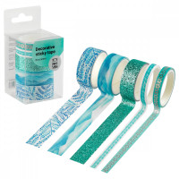 Набор клейких декоративных лент MESHU 'Blue pattern', 5шт