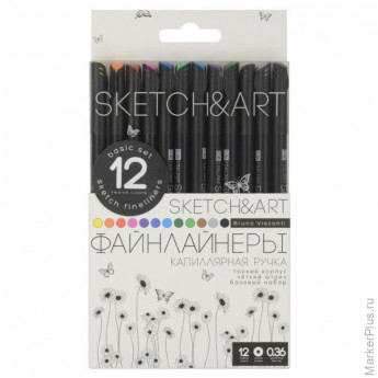 Набор линеров для скетчинга SKETCH&ART BLACK EDITION 0,36мм 12цв 36-0017