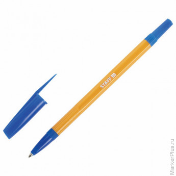 Ручка шариковая STAFF "Basic BP-03 Orange", СИНЯЯ, корпус оранжевый, узел 1 мм, линия письма 0,5 мм, 143741, 50 шт/в уп