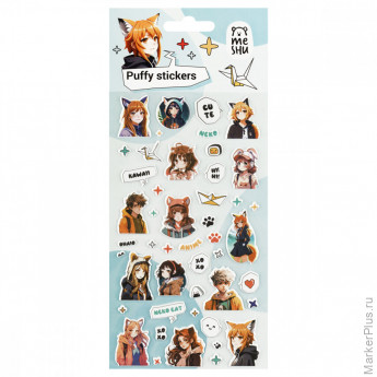 Наклейки объемные MESHU "Neko", 10*23см, пакет европодвес