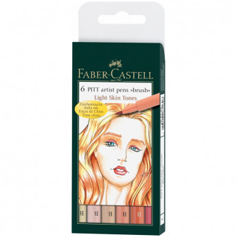 Набор капиллярных ручек"Pitt Artist Pen Brush Light Skin" 6цв., 6шт., пластик. уп., европодвес