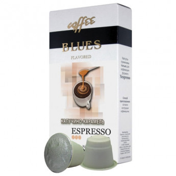 Капсулы для кофемашин NESPRESSO, "Капучино-карамель", натуральный кофе, BLUES, 10 шт. х 5 г, 4600696101201