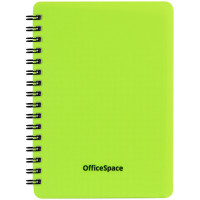 Записная книжка А6 60л. на гребне OfficeSpace 'Neon', салатовая пластиковая обложка, 3 шт/в уп