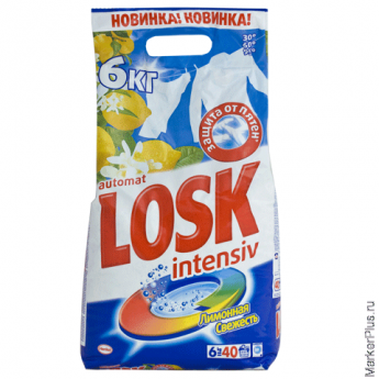 Стиральный порошок автомат LOSK (Лоск) 6кг, "Лимон", ш/к 43766