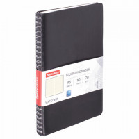 Тетрадь А5 (148x218 мм), BRAUBERG 'Office PRO', гибкая, под кожу, гребень, 80 л., черная, 111046