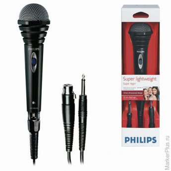 Микрофон PHILIPS SBCMD110/00, проводной, кабель 1,5 м, черный