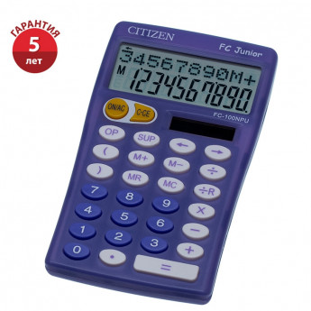 Калькулятор научный Citizen FC-100NPKCFS, 10 разр., двойное питание, 128*76*17мм, фиолетовый