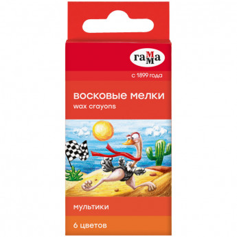 Мелки восковые Гамма 'Мультики', 06цв., круглые, картон. упак., европодвес NEW