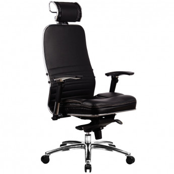 Кресло руководителя Метта "Samurai" KL-3.02" с 3D подголовником, кожа черная