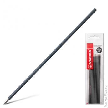 Стержни шариковые STABILO, набор 10 шт., 135 мм, для ручки 141568, 0,3 мм, европодвес, черные, 029F/