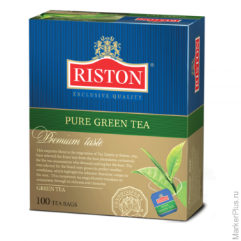 Чай RISTON (Ристон) "Pure Green Tea", зеленый, 100 пакетиков по 2 г, RUGRP100BB/12