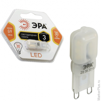 Лампа светодиодная ЭРА, 3 (30) Вт, цоколь G9, JCD, теплый белый свет, 30000 ч., LED smdJCD-3w-360-82