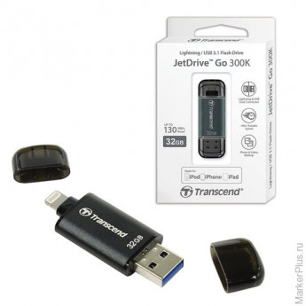 Флэш-диск 32 GB, TRANSCEND JetDdrive Go 300, USB 3.1, черный, подключение к IPhone (iPad), TS32GJDG3