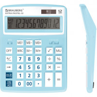 Калькулятор настольный BRAUBERG EXTRA PASTEL-12-LB (206x155 мм), 12 разрядов, двойное питание, ГОЛУБОЙ, 250486