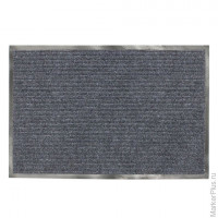 Коврик входной ворсовый влаго-грязезащитный ЛАЙМА, 120х150 см, ребристый, толщина 7 мм, серый, 60287