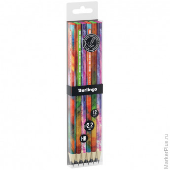 Набор карандашей ч/г Berlingo "Collision" HB, 12шт., круглый, заточен., ассорти, PET-бокс