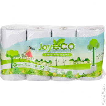 Бумага туалетная JoyEco белая втор, 2 сл, 17,5м, 8 шт/уп, комплект 8 шт