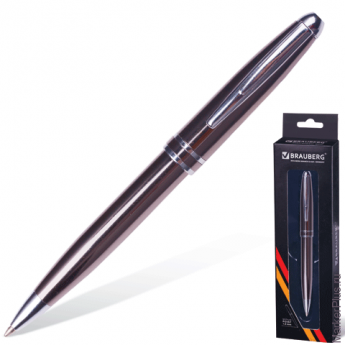 Ручка подарочная шариковая BRAUBERG "Oceanic Grey", корпус серый, узел 1 мм, линия письма 0,7 мм, синяя, 141420