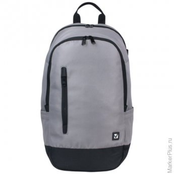 Рюкзак BRAUBERG (БРАУБЕРГ), универсальный, сити-формат, серый, с черной молнией, 28 литров, 50х31х20