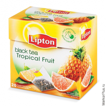 Чай LIPTON (Липтон) "Tropical Fruit", черный с ананасом и цедрой грейпфрута, 20 пирамидок по 2 г, 67