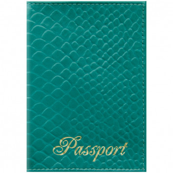 Обложка для паспорта OfficeSpace 'Питон' кожа, бирюза