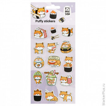 Наклейки объемные MESHU "Shiba Inu,", 10*23см, пакет европодвес