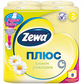 Бумага туалетная ZEWA Ромашка 2сл, 8рул/упак, желтая