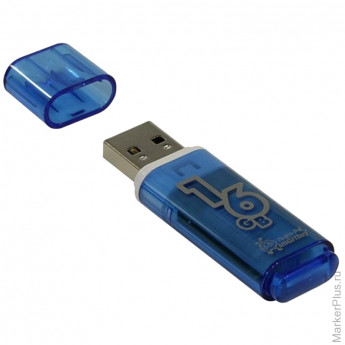 Память Smart Buy 'Glossy' 16GB, USB2.0 Flash Drive, голубой