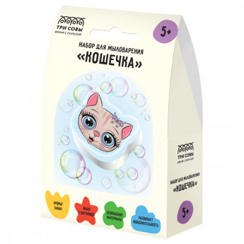 Набор для мыловарения ТРИ СОВЫ 'Кошечка', 1 мыло с картинкой, картонная коробка