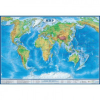 Настенная карта Мир физическая 1:34млн.,1,0х0,7м